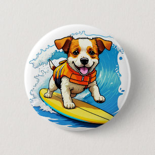 Badge Rond 5 Cm Chien de surf