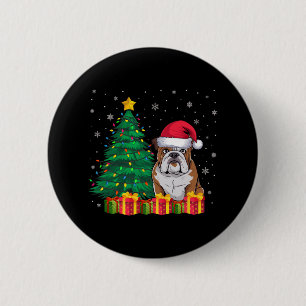 Badge Rond 5 Cm Chien de taule américain moche Santa Hat lumières