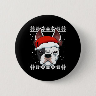 Badge Rond 5 Cm Chien de taule Père Noël Pyjama mignon Chien moche