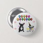 Badge Rond 5 Cm Chien de taureau français Nouvel An (Devant & derrière)