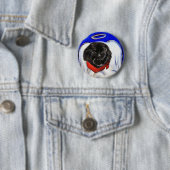Badge Rond 5 Cm Chien de Terre-Neuve (En situation)