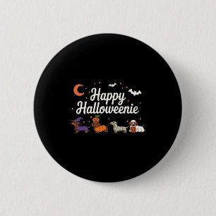 Badge Rond 5 Cm Chien de Vienne Sorcière Joyeux Halloweenie Mignon