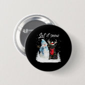 Badge Rond 5 Cm Chien d'eau portugais Père Noël Chien Noël Snowman (Devant & derrière)