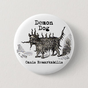 Badge Rond 5 Cm Chien Démon Vintage Drôle Mignon