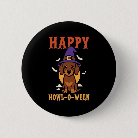 Badge Rond 5 Cm Chien d'Halloween Dachshund (Devant)