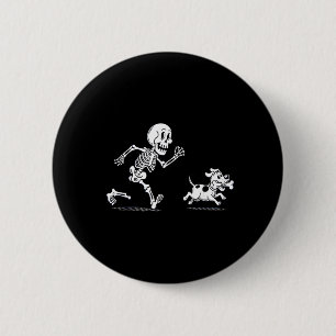 Badge Rond 5 Cm Chien d'Halloween Drôle Squelette Squelette Chassa