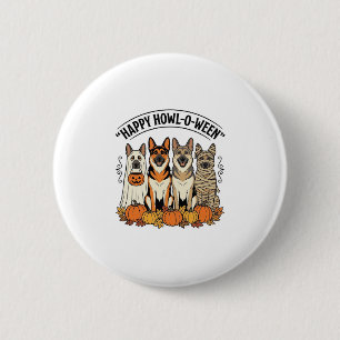 Badge Rond 5 Cm Chien d'Halloween Joyeux Howl-O-Ween Vintage Berge