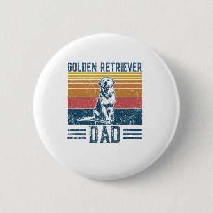 Badge Rond 5 Cm Chien doré - Vintage Golden Retriever Papa