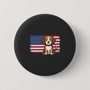 Badge Rond 5 Cm Chien Drapeau Américain Vectoriel Patriotique