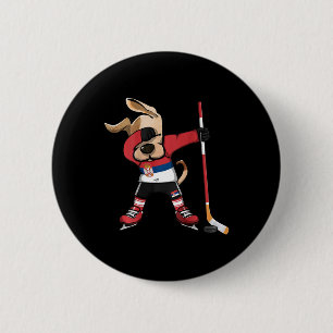 Badge Rond 5 Cm Chien Drôle Dabbing Serbie Fans de hockey sur glac