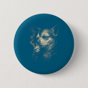 Badge Rond 5 Cm Chien drôle de Chihuahua de mème qui fume pour hom