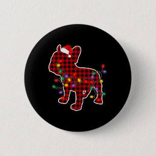 Badge Rond 5 Cm Chien en taule Santa Hat Pyjamas de Noël Lumière d