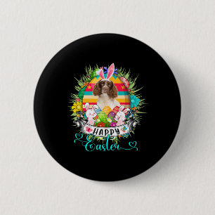 Badge Rond 5 Cm Chien English Springer Spaniel Dans Des Œufs De Pâ