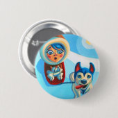 Badge Rond 5 Cm Chien esquimau (Devant & derrière)