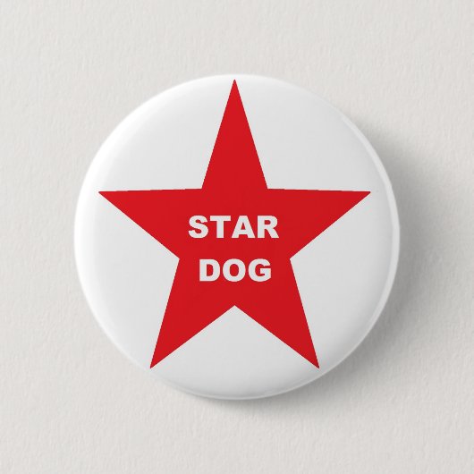 Badge Rond 5 Cm Chien étoilé sur l'étoile rouge (Devant)