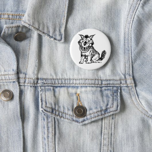 Badge Rond 5 Cm Chien fou (En situation)
