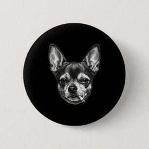 Badge Rond 5 Cm Chien fumant cigarette drôle mème chihuahua vintag