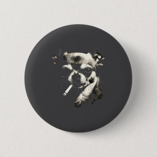 Badge Rond 5 Cm Chien fumant une cigarette Mème drôle de Chihuahua