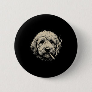 Badge Rond 5 Cm Chien fumant une cigarette Mème drôle de Goldendoo