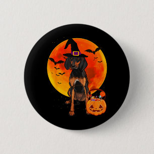 Badge Rond 5 Cm Chien Halloween Black And Tan Coonhound Jack O