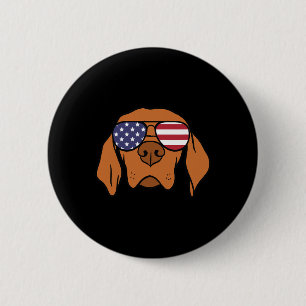 Badge Rond 5 Cm Chien hongrois Vizsla 4 juillet