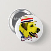 Badge Rond 5 Cm Chien jaune Démocrate. Bouton (Devant & derrière)