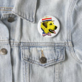 Badge Rond 5 Cm Chien jaune Démocrate. Bouton (En situation)