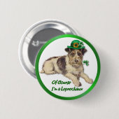 Badge Rond 5 Cm Chien Leprechaun (Devant & derrière)