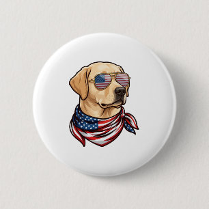 Badge Rond 5 Cm Chien Lunettes de soleil Bandana Drapeau Usa
