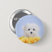 Badge Rond 5 Cm Chien maltais (Devant & derrière)