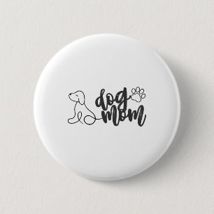 Badge Rond 5 Cm Chien Maman Ligne Design Art minimaliste Amoureux