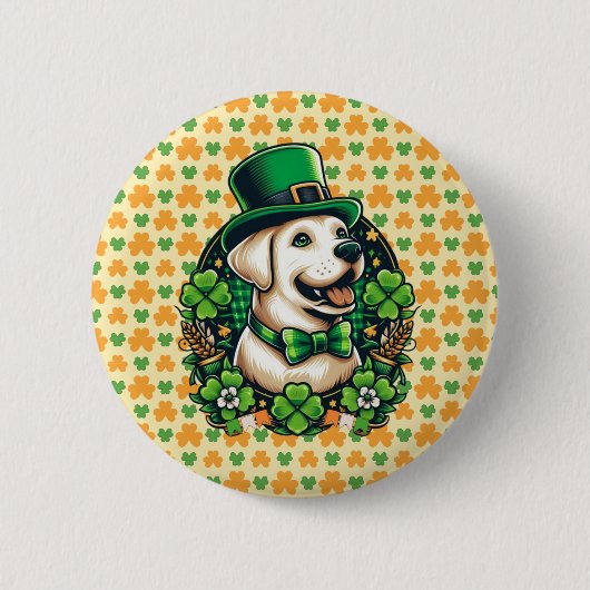 Badge Rond 5 Cm Chien mignon de la Saint Patrick (Devant)