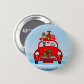 Badge Rond 5 Cm Chien Miniature Pinscher En Voiture Avec Le Père N (Devant & derrière)