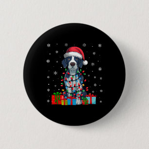 Badge Rond 5 Cm Chien Moche Noël Éclairage Santa Hat Pointeur Angl