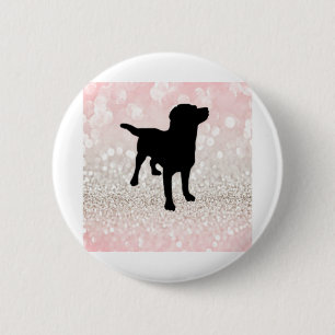 Badge Rond 5 Cm Chien noir étincelant