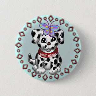 Badge Rond 5 Cm Chien Papillon