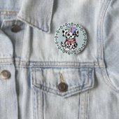 Badge Rond 5 Cm Chien Papillon (En situation)
