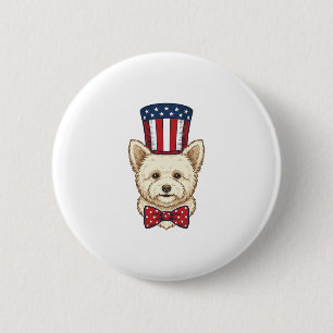 Badge Rond 5 Cm Chien patriotique chapeau haut de forme vintage ve