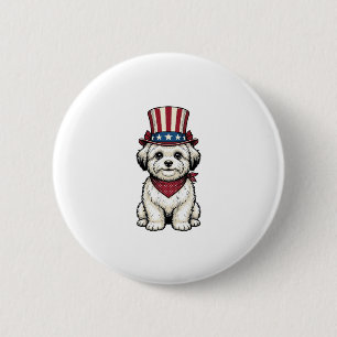 Badge Rond 5 Cm Chien Patriotique Gravure Vintage Design Vectoriel