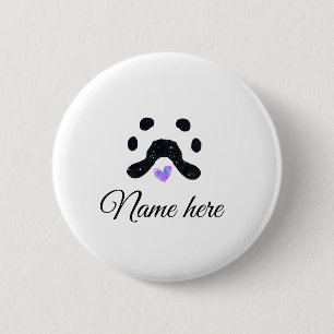 Badge Rond 5 Cm Chien patte noir animal ajouter nom texte animal p
