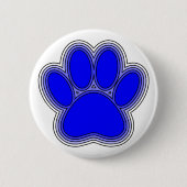 Badge Rond 5 Cm Chien Paw En Bleu Avec Contours (Devant)