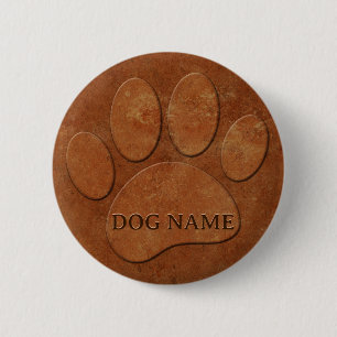 Badge Rond 5 Cm Chien Paw Faux Terracotta Imprimer