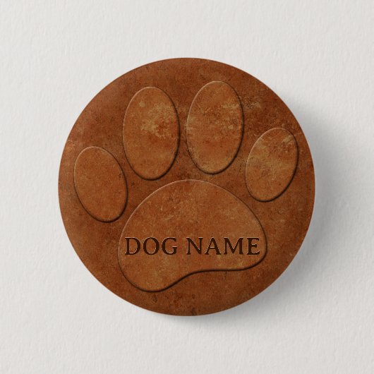 Badge Rond 5 Cm Chien Paw Faux Terracotta Imprimer (Devant)