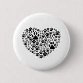 Badge Rond 5 Cm Chien Paws, Chiot Paws, Animal Paws, Coeur, Animal (Devant)