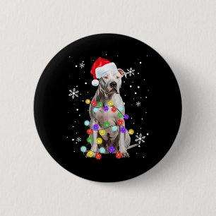 Badge Rond 5 Cm Chien Pitbull Joyeux Dogmes Santa Pitbull Noël T