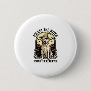 Badge Rond 5 Cm Chien Rétro Sorcière Labrador Halloween