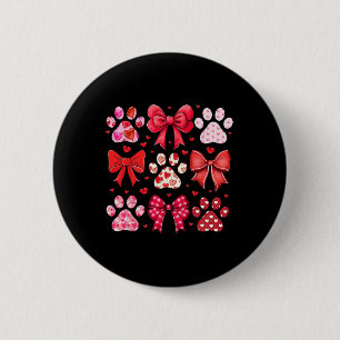 Badge Rond 5 Cm Chien Saint-Valentin Coquette Empreinte de Patte d