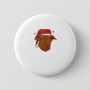 Badge Rond 5 Cm Chien Santa Hat - Fantastique Noël