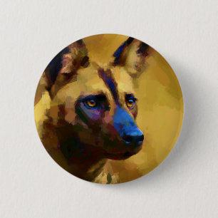 Badge Rond 5 Cm Chien sauvage africain