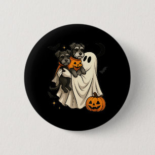 Badge Rond 5 Cm Chien Schnauzer Miniature Fantôme Halloween